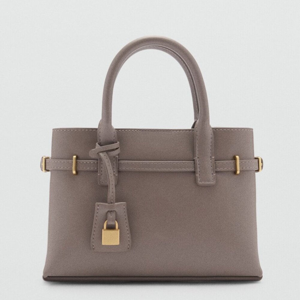 Mango Grey Mini-Shopper With Rear Padlock/NWT